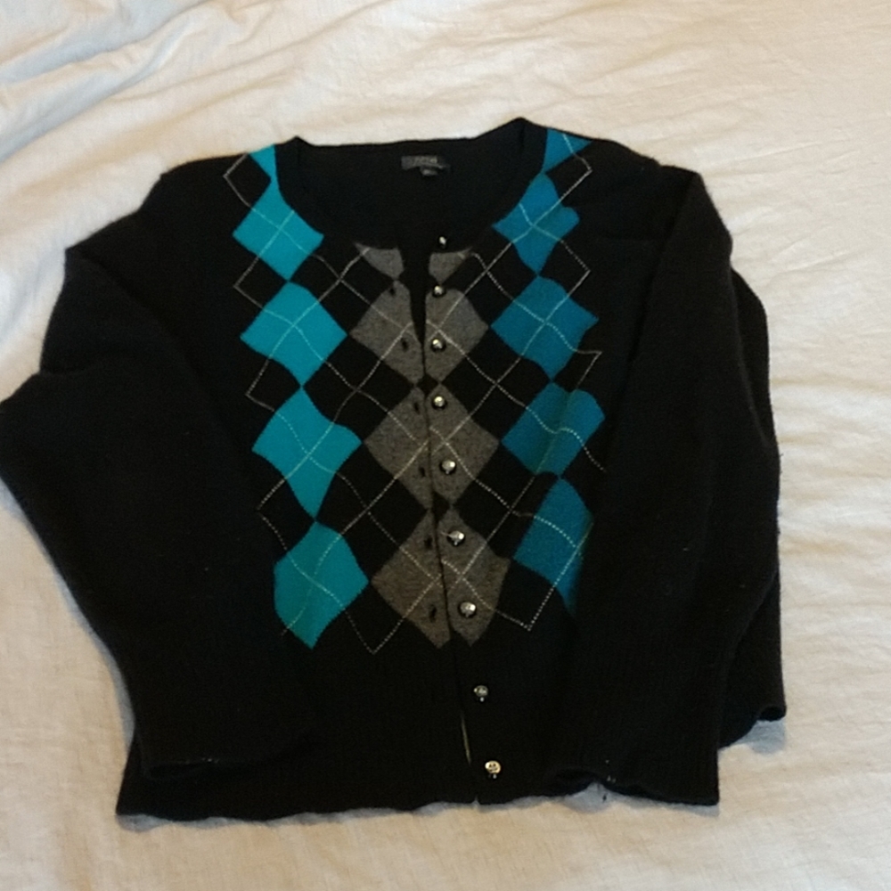 Argyle Cashmere cardigan sweater